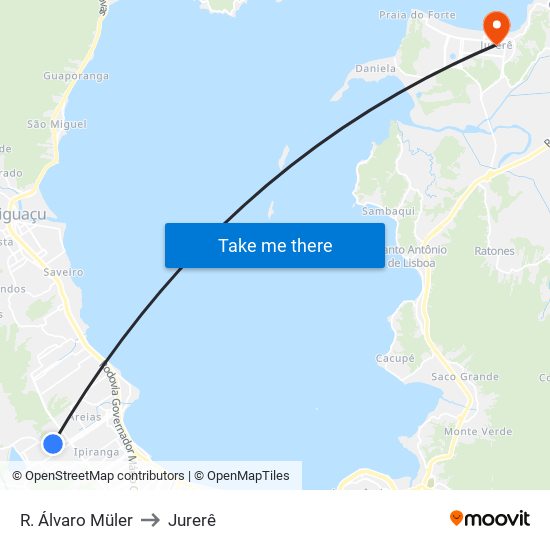 R. Álvaro Müler to Jurerê map