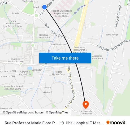 Rua Professor Maria Flora Pausewang to Ilha Hospital E Maternidade map