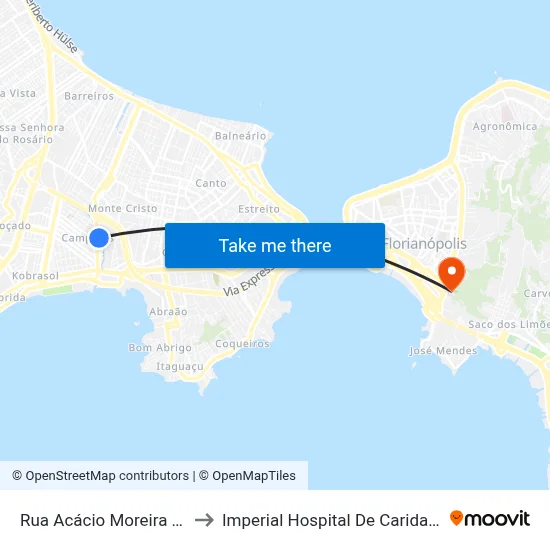 Rua Acácio Moreira 45 to Imperial Hospital De Caridade map