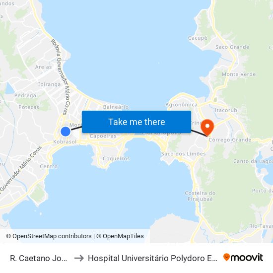 R. Caetano José Ferreira to Hospital Universitário Polydoro Ernani De São Thiago map