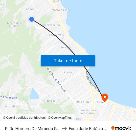 R. Dr. Homero De Miranda Gomes to Faculdade Estácio De Sá map