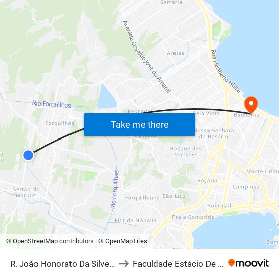 R. João Honorato Da Silveira to Faculdade Estácio De Sá map