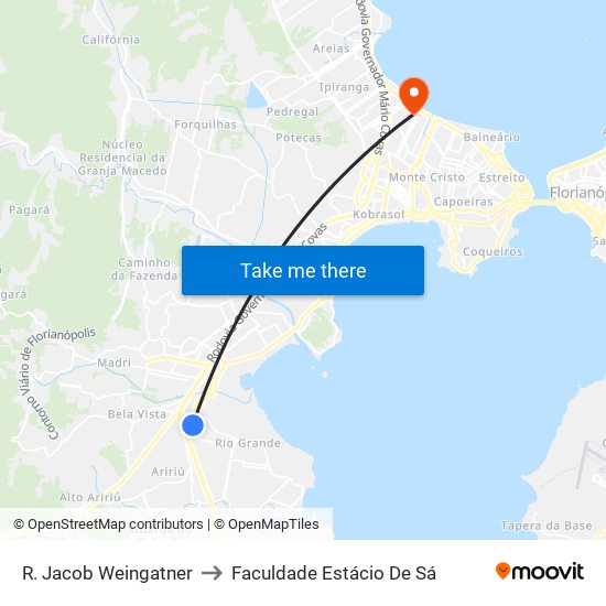 R. Jacob Weingatner to Faculdade Estácio De Sá map