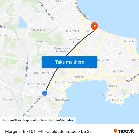 Marginal Br-101 to Faculdade Estácio De Sá map