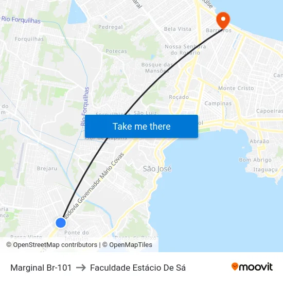 Marginal Br-101 to Faculdade Estácio De Sá map