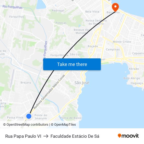 Rua Papa Paulo VI to Faculdade Estácio De Sá map