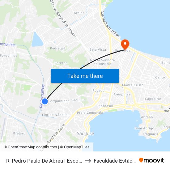 R. Pedro Paulo De Abreu | Escola Forquilhão to Faculdade Estácio De Sá map