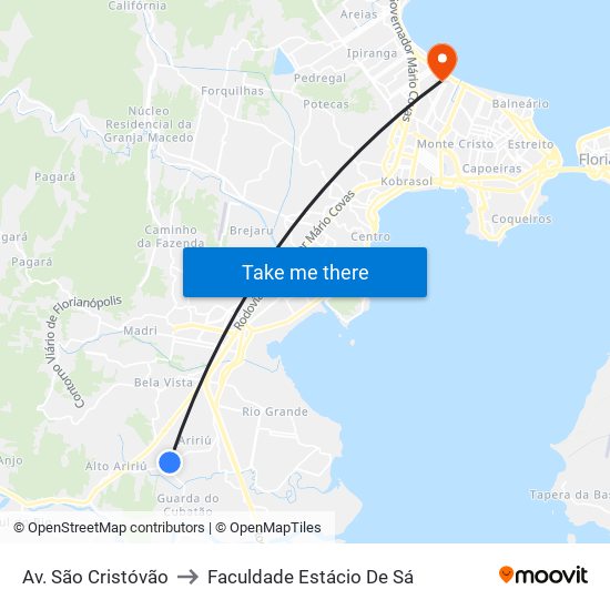 Av. São Cristóvão to Faculdade Estácio De Sá map