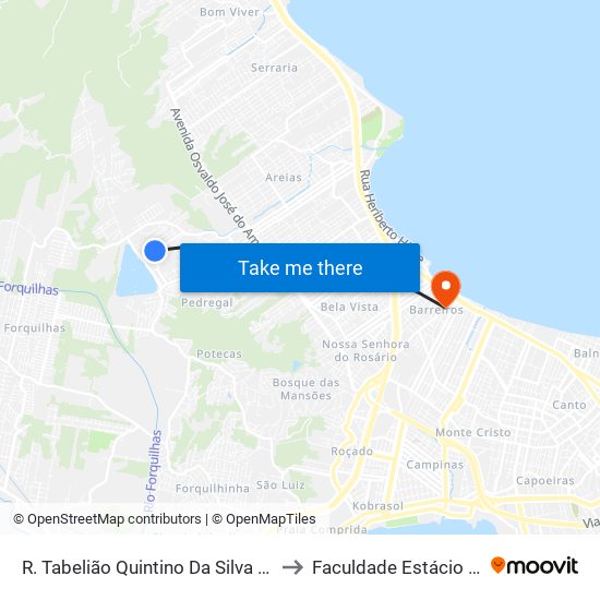 R. Tabelião Quintino Da Silva Furtado to Faculdade Estácio De Sá map