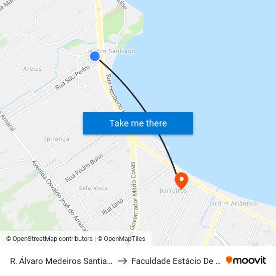R. Álvaro Medeiros Santiago to Faculdade Estácio De Sá map