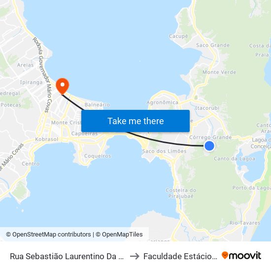 Rua Sebastião Laurentino Da Silva, 595 to Faculdade Estácio De Sá map