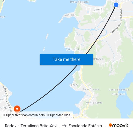 Rodovia Tertuliano Brito Xavier, 661 to Faculdade Estácio De Sá map