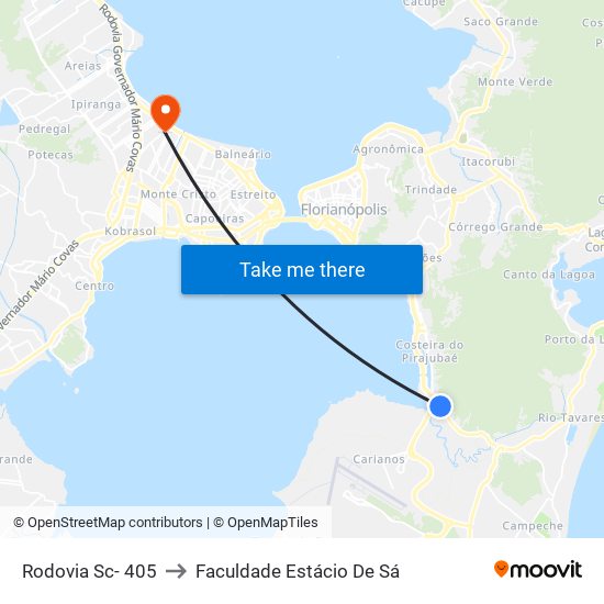 Rodovia Sc- 405 to Faculdade Estácio De Sá map