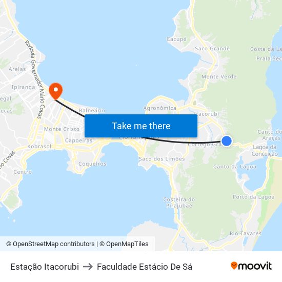 Estação Itacorubi to Faculdade Estácio De Sá map