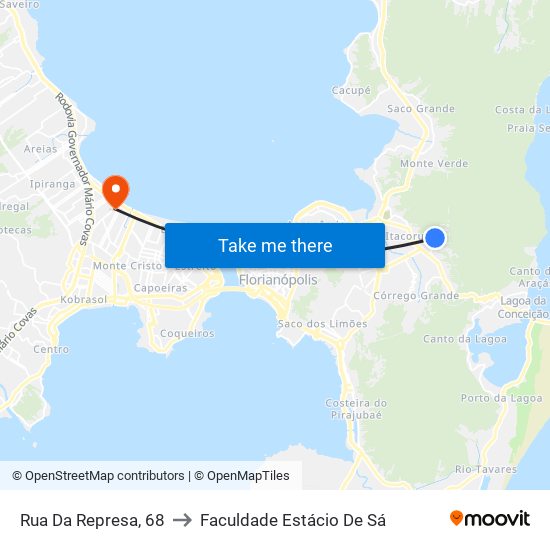 Rua Da Represa, 68 to Faculdade Estácio De Sá map