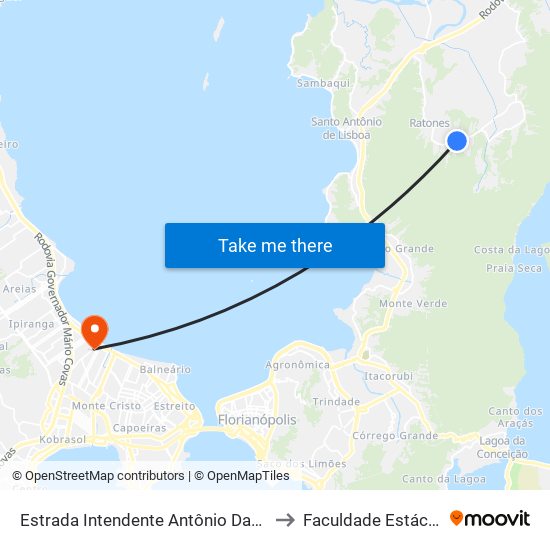 Estrada Intendente Antônio Damasco, 4111 to Faculdade Estácio De Sá map