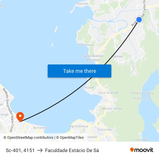 Sc-401, 4151 to Faculdade Estácio De Sá map
