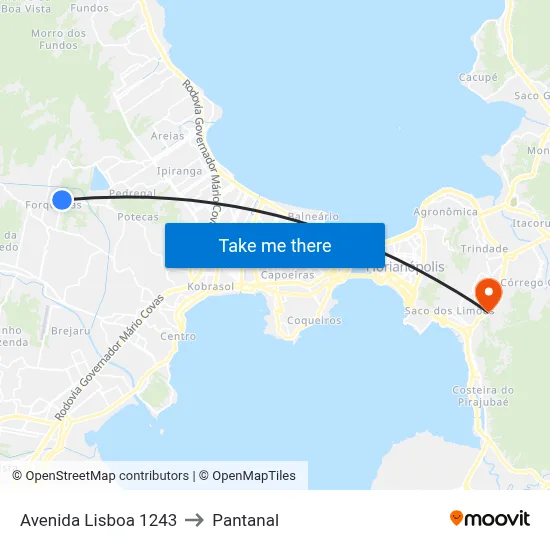 Avenida Lisboa 1243 to Pantanal map