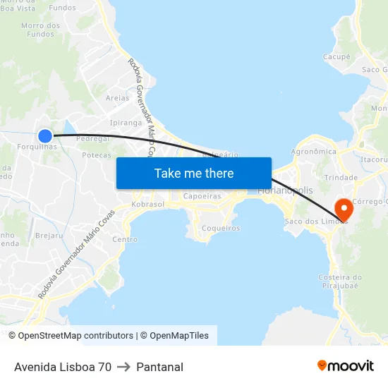 Avenida Lisboa 70 to Pantanal map
