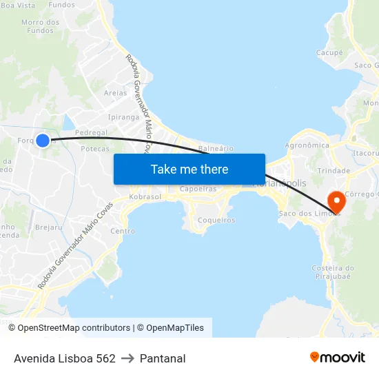 Avenida Lisboa 562 to Pantanal map