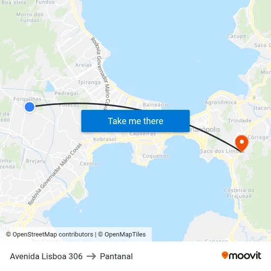 Avenida Lisboa 306 to Pantanal map