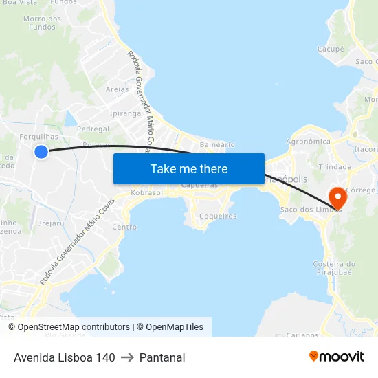 Avenida Lisboa 140 to Pantanal map