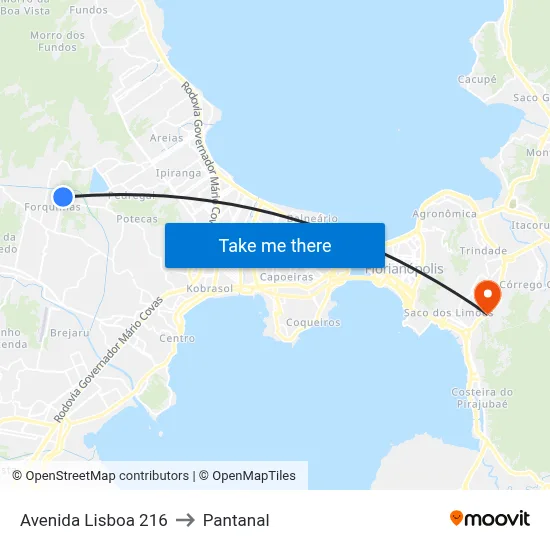 Avenida Lisboa 216 to Pantanal map