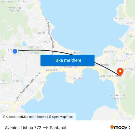 Avenida Lisboa 772 to Pantanal map