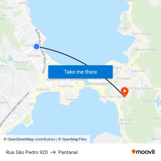 Rua São Pedro 920 to Pantanal map
