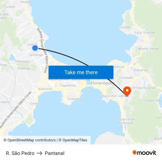 R. São Pedro to Pantanal map