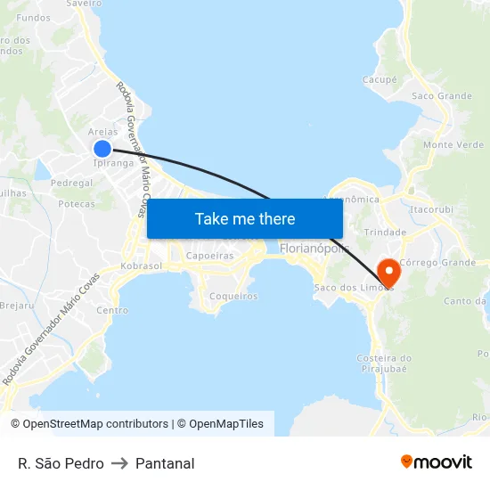 R. São Pedro to Pantanal map