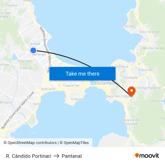 R. Cândido Portinari to Pantanal map