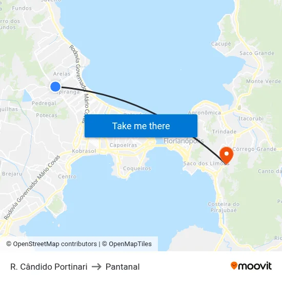 R. Cândido Portinari to Pantanal map
