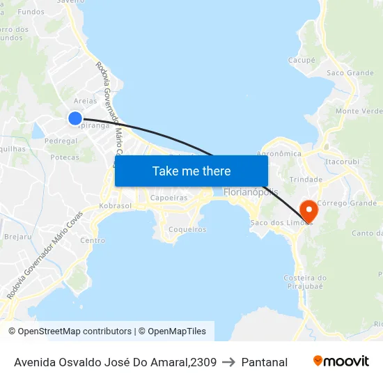 Avenida Osvaldo José Do Amaral,2309 to Pantanal map