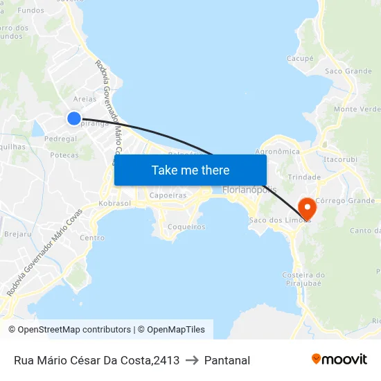 Rua Mário César Da Costa,2413 to Pantanal map