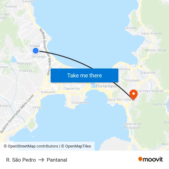 R. São Pedro to Pantanal map
