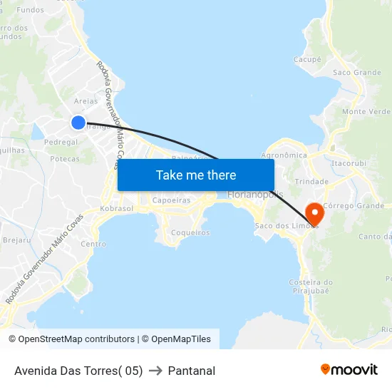Avenida Das Torres( 05) to Pantanal map