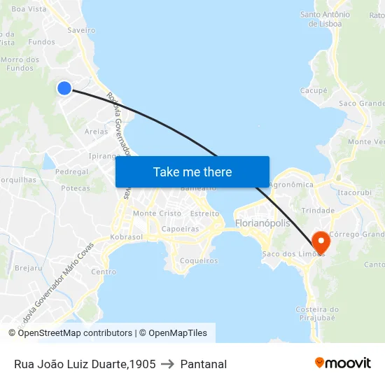 Rua João Luiz Duarte,1905 to Pantanal map