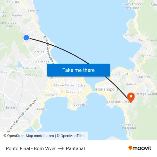 Ponto Final - Bom Viver to Pantanal map
