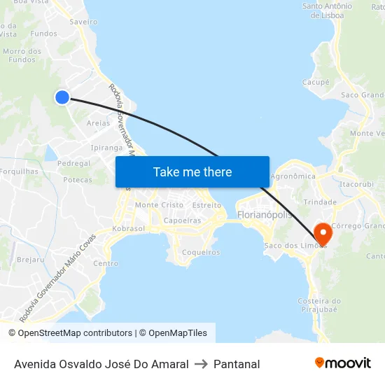 Avenida Osvaldo José Do Amaral to Pantanal map