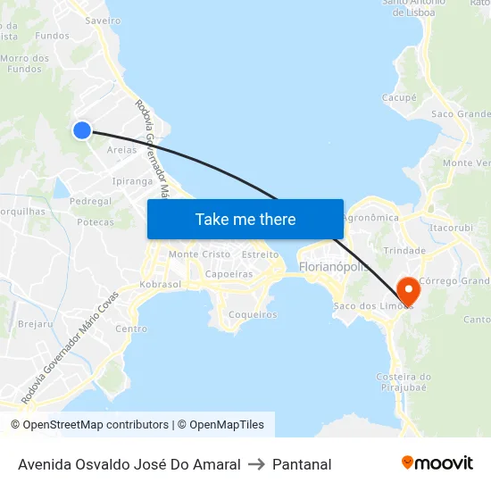 Avenida Osvaldo José Do Amaral to Pantanal map