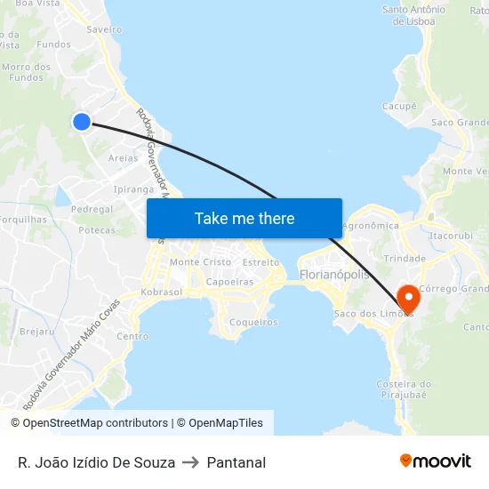 R. João Izídio De Souza to Pantanal map