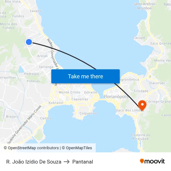 R. João Izídio De Souza to Pantanal map