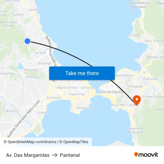 Av. Das Margaridas to Pantanal map