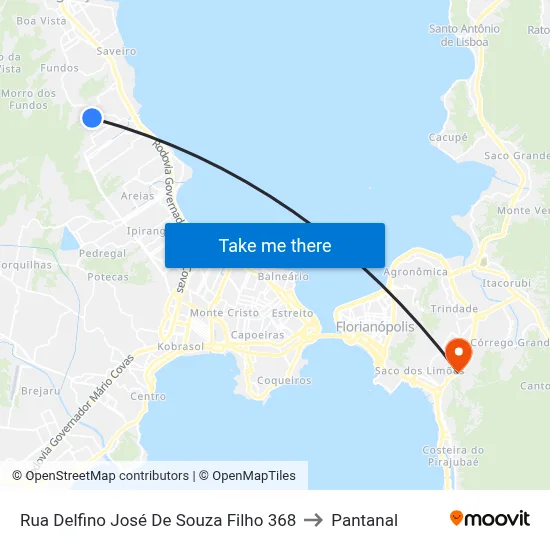 Rua Delfino José De Souza Filho 368 to Pantanal map
