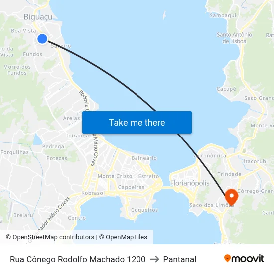 Rua Cônego Rodolfo Machado 1200 to Pantanal map