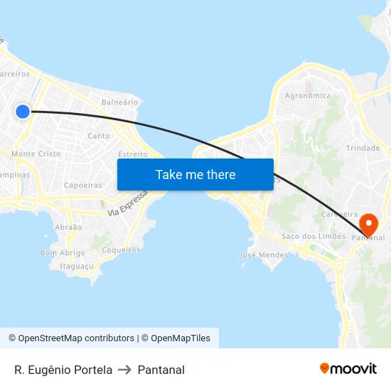R. Eugênio Portela to Pantanal map