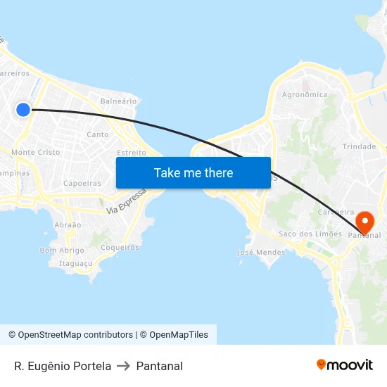 R. Eugênio Portela to Pantanal map