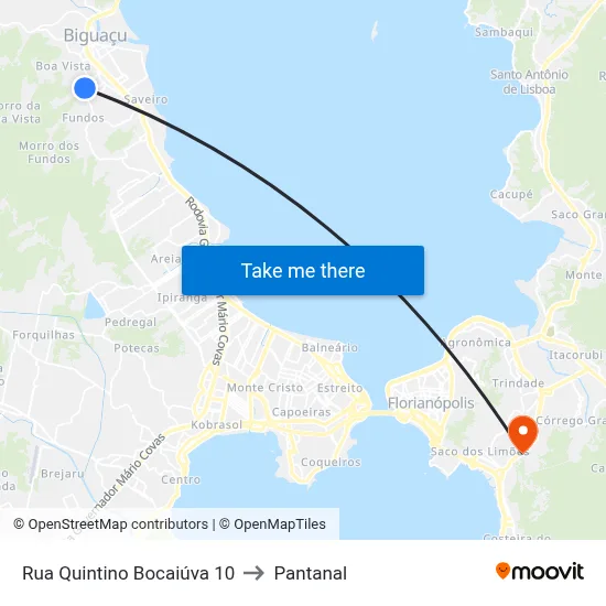 Rua Quintino Bocaiúva 10 to Pantanal map
