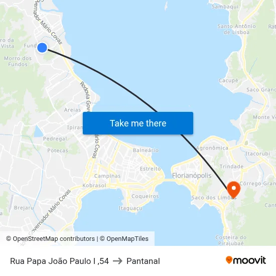 Rua Papa João Paulo I ,54 to Pantanal map